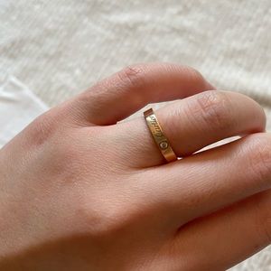 Cartier AU750 Rose gold Ring with single Diamond（49）